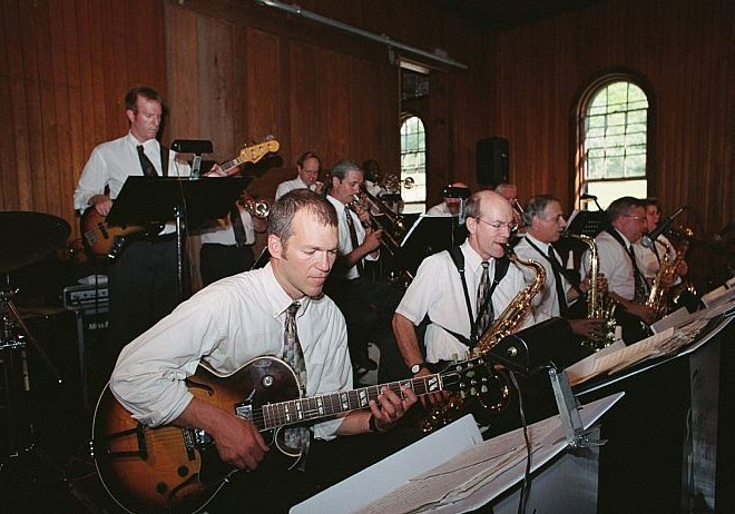 The band  - hard at swing!